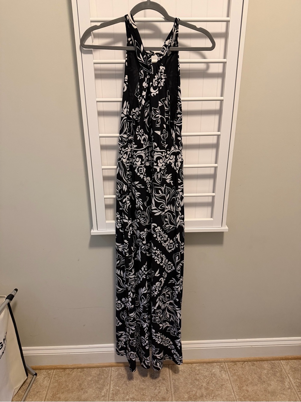 Black & White Floral Halter Maxi Dress